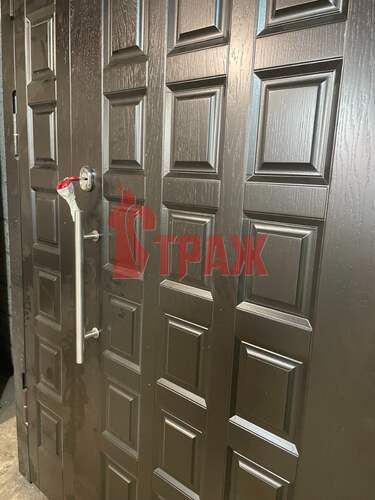 дверь двустворчатая входная, отделка МДФ панелями